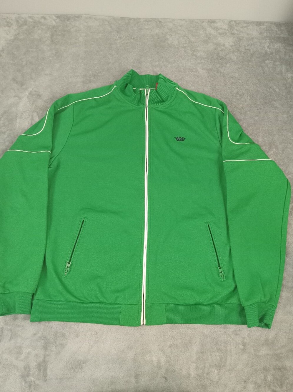Mossimo Men's Vintage Green Full-Zip Track Jacket with Contrast Piping Size L